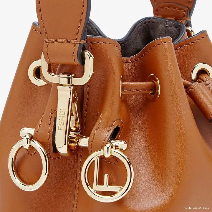 Cheap Leather ROMA Mon Logo Bag Tresor Fendi Calf Brown In Bucket Mini 0619